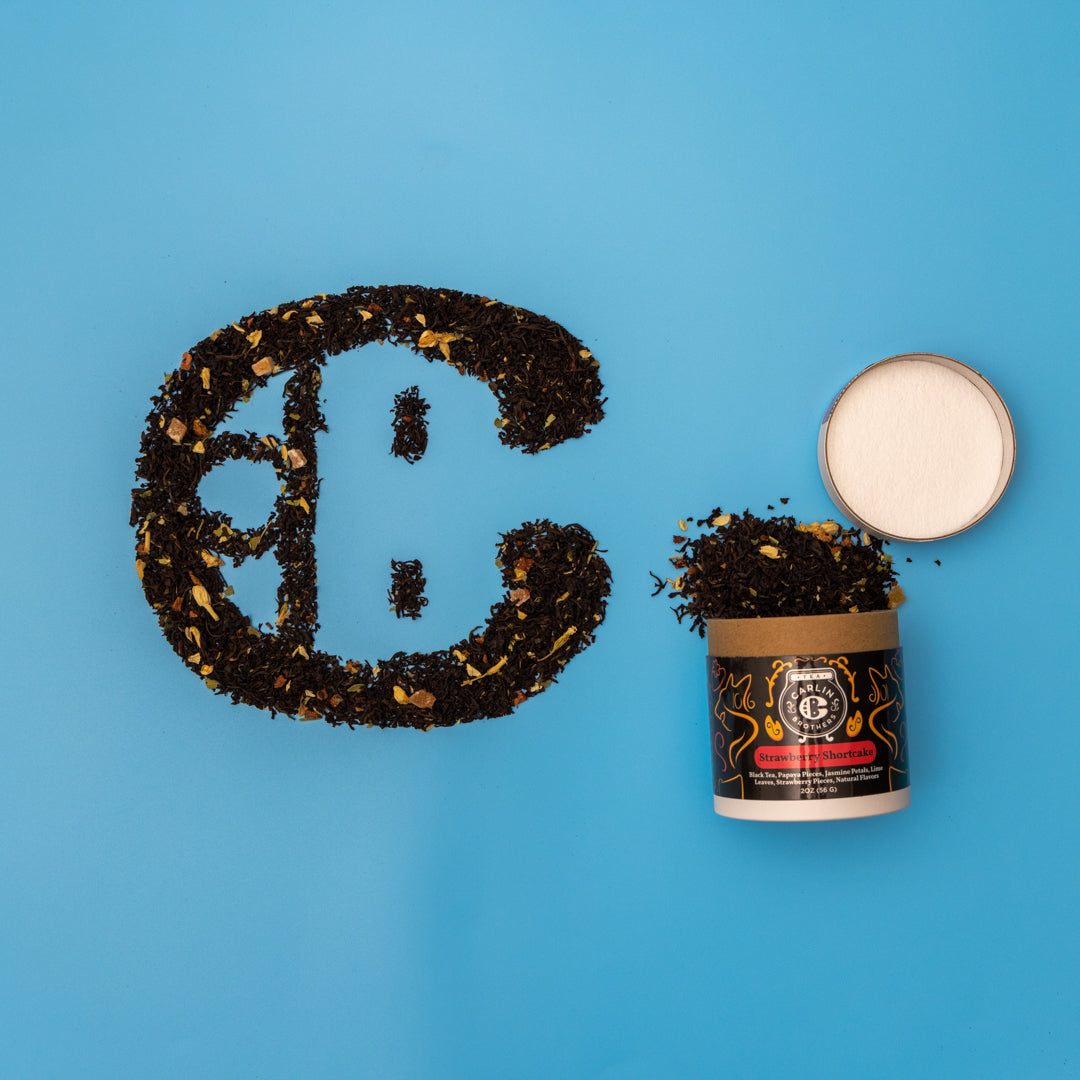 Strawberry Shortcake Super Carlin Brothers mercantile logo made of Tea leaves