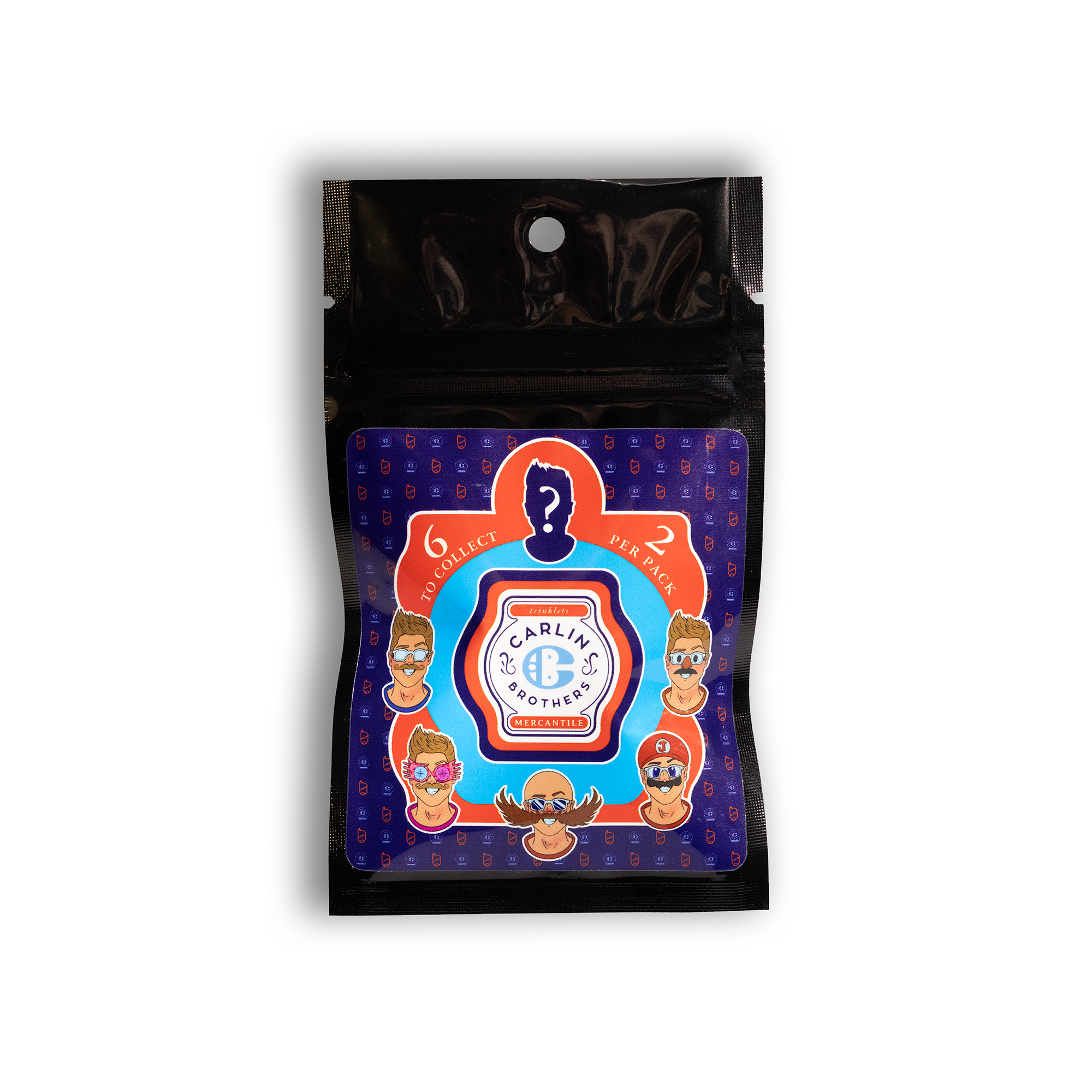 Black packaging with colorful label featuring cartoon characters and text on a white background