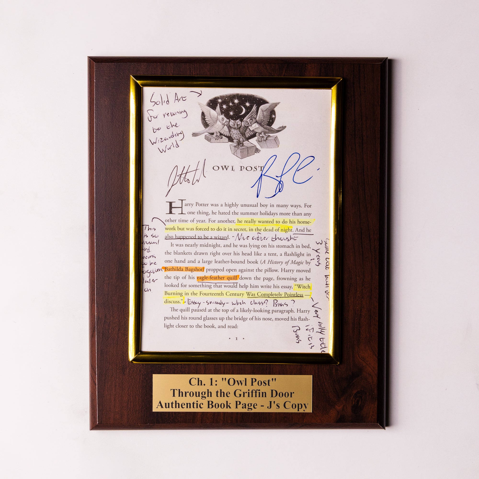 TTGD Book Page Plaque - Ch 1: Owl Post - J's Copy