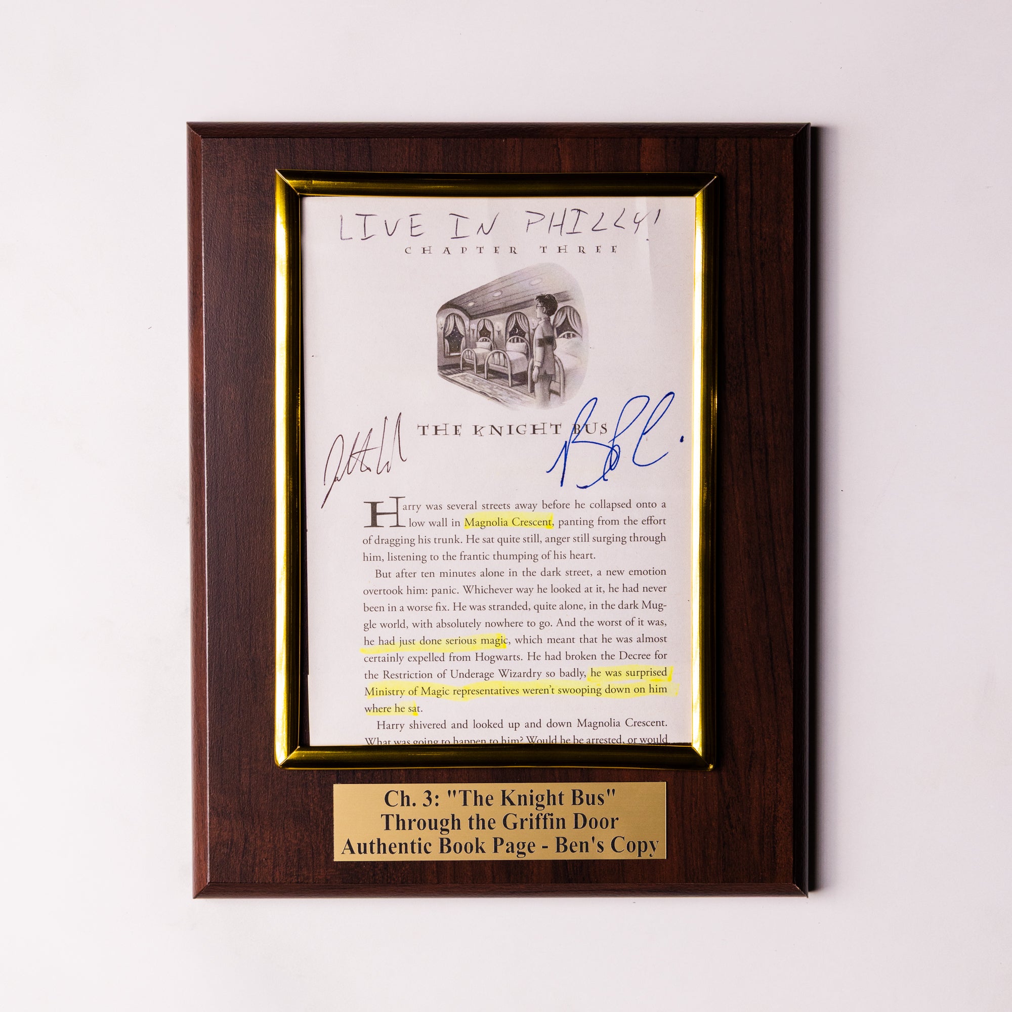 TTGD Book Page Plaque - Ch 3: The Knight Bus - Ben's Copy
