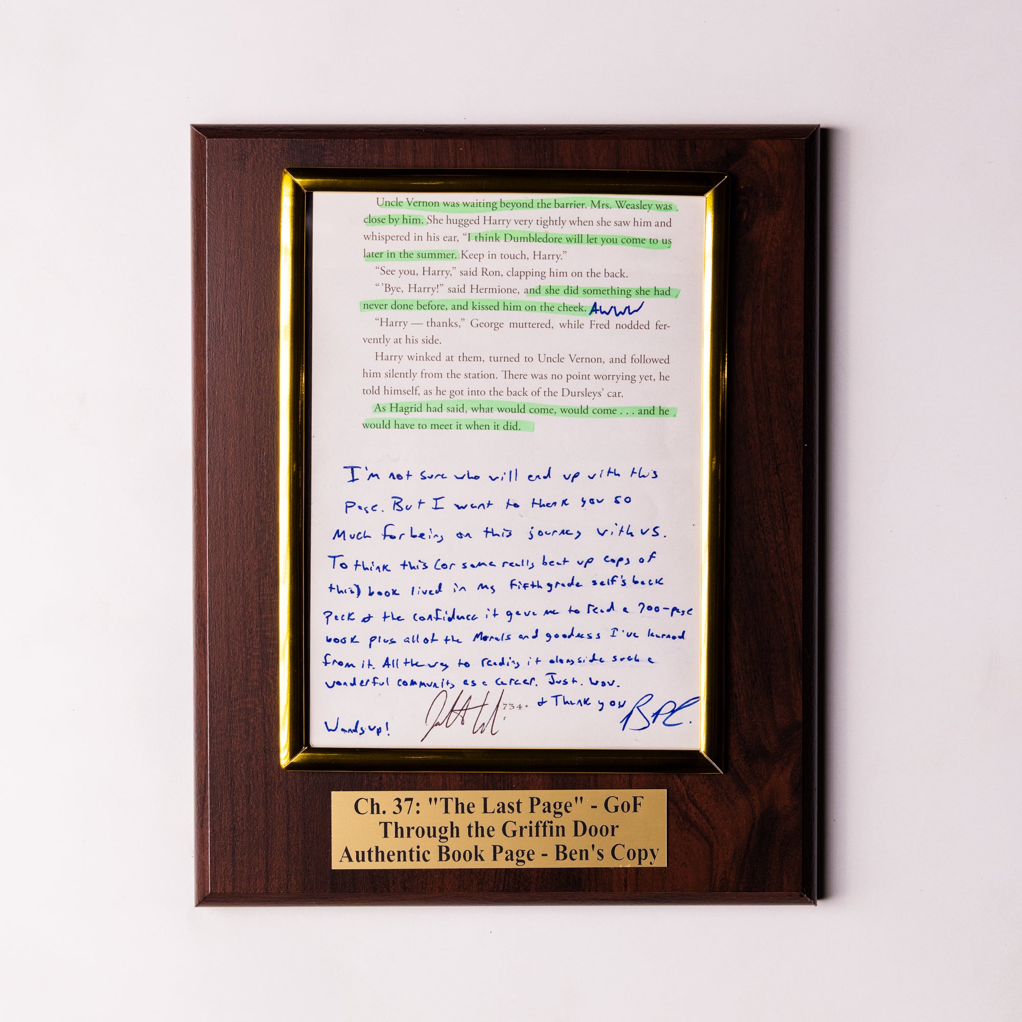TTGD Book Page Plaque - Ch 37: The Last Page - Ben's Copy