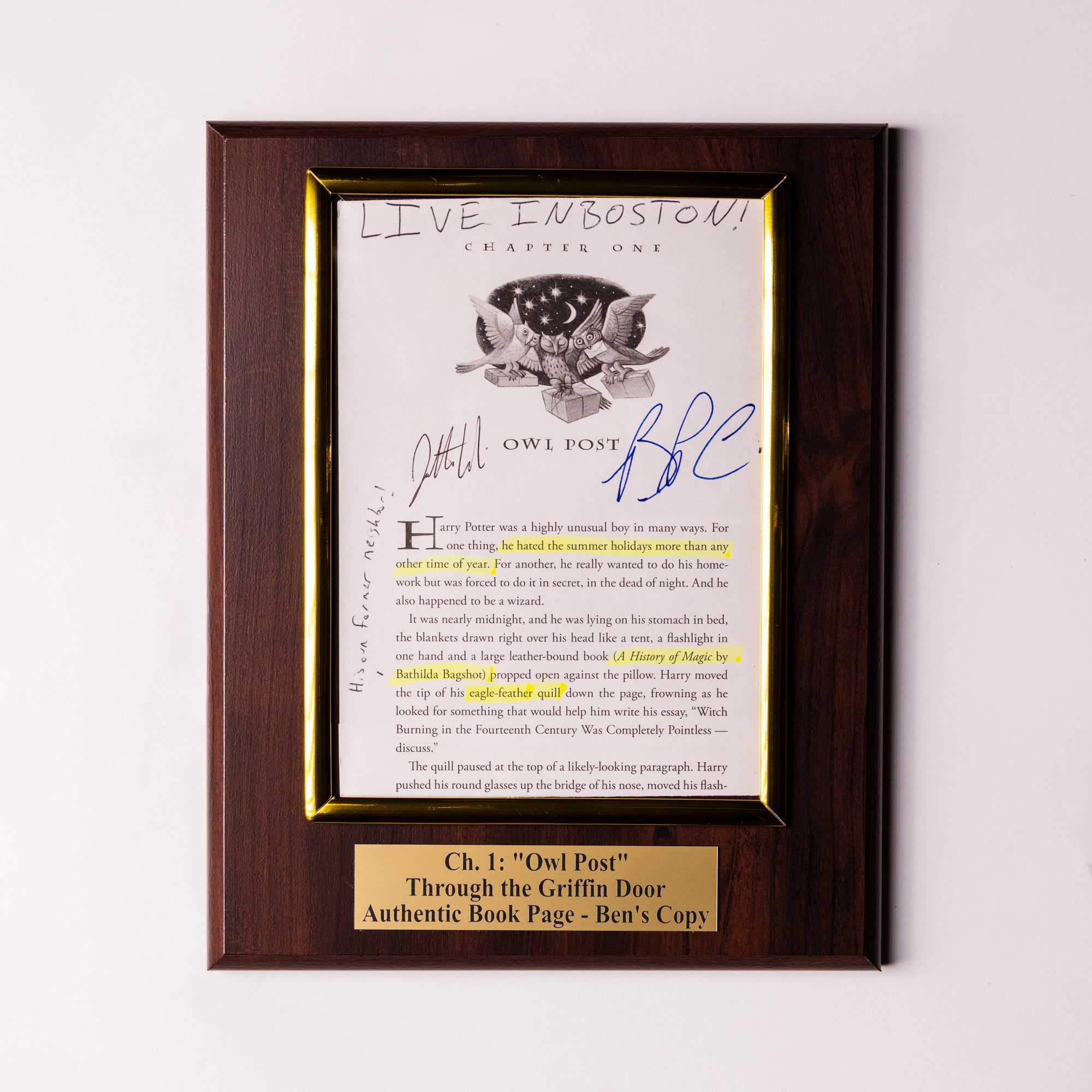 TTGD Book Page Plaque - Ch 1: The Riddle House - Ben's Copy