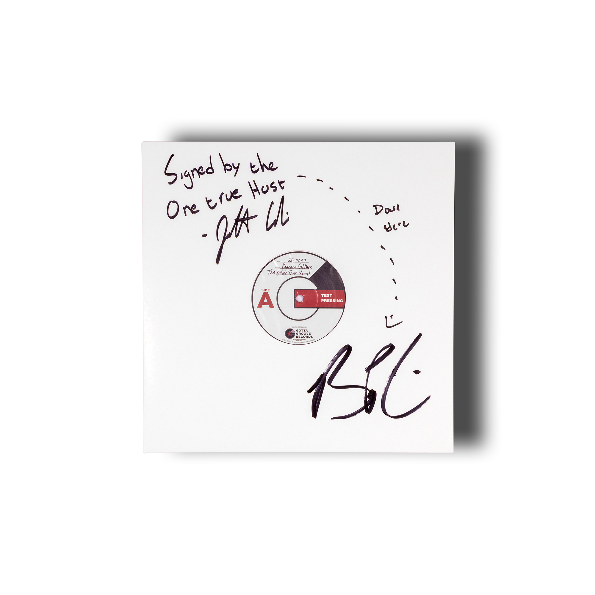 Signed record with text and a logo on a white background