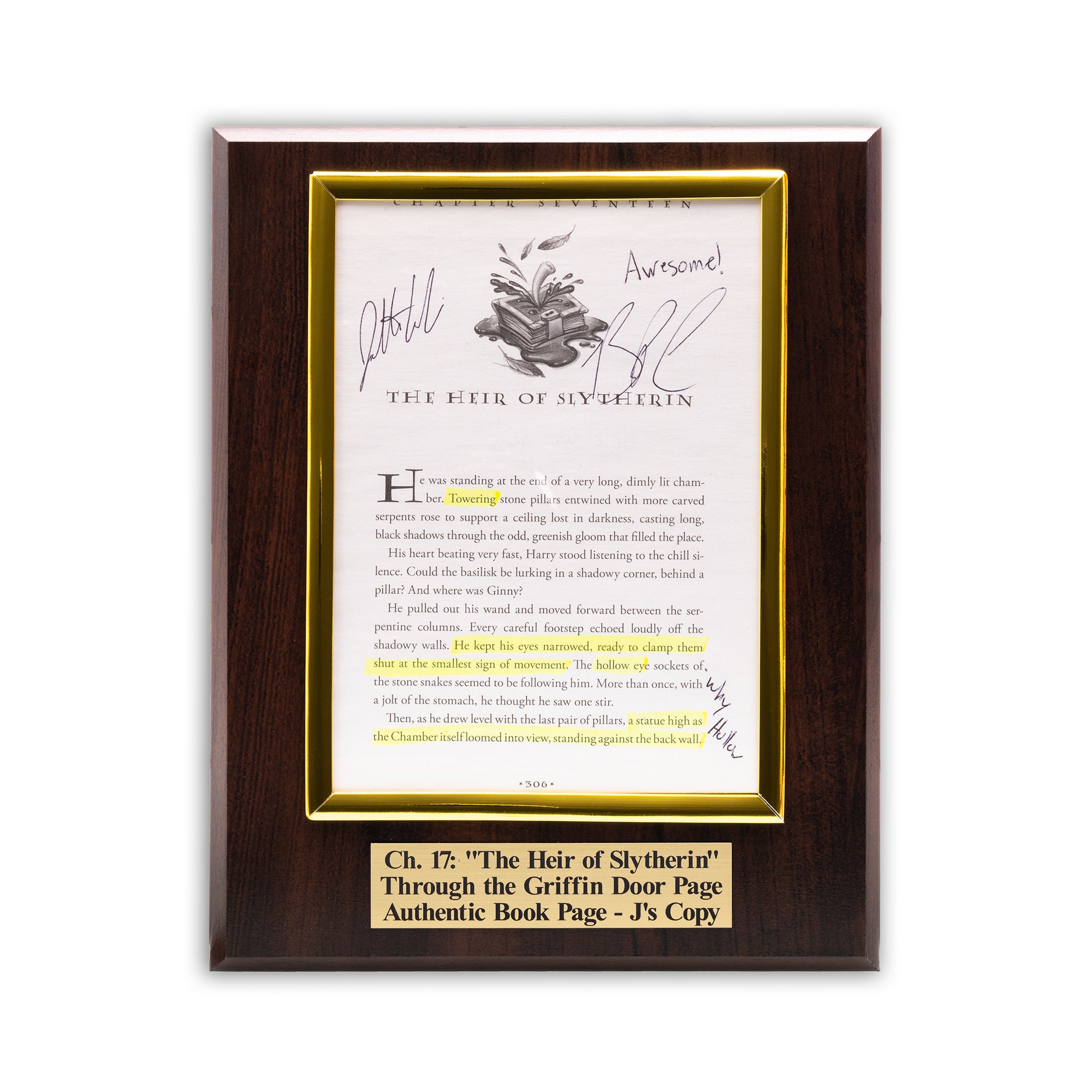 TTGD Book Page Plaque - Chapter Seventeen: The Heir of Slytherin - J's Copy