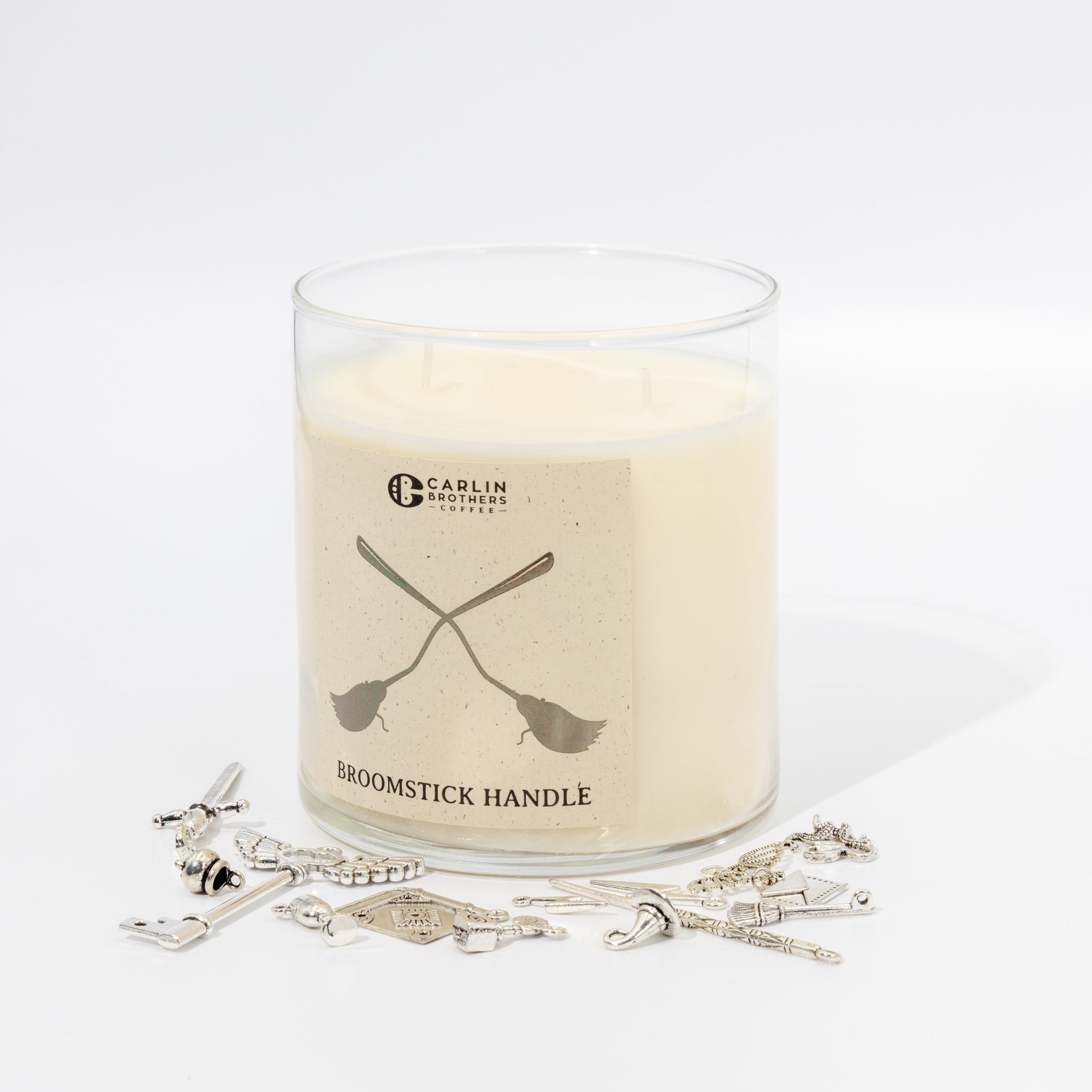 Carlin Brothers Mercantile Broomstick 17 oz Candle with charms